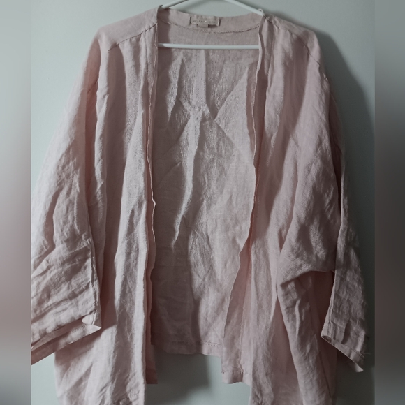 LEMONWOOD Soft Pink Pure Linen Open Front Jacket M - Picture 2 of 5